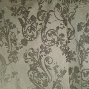 Black Floral Scroll Velvet Pull On Pants